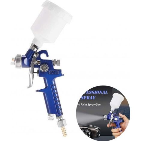 PISTOLA A SPRUZZO ARIA AEROGRAFO CON SERBATOIO A CADUTA 100ml ugello 0,8 mm HVLP (1/5)