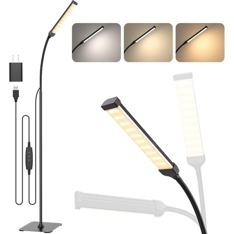 LED Floor Lamp 10 W 3 Colours 10 Brightness Gooseneck for Living Room Bedroom Office (1/5)
