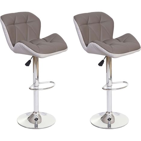 2x sgabelli da bar bancone sedia regolabile in altezza con struttura in acciaio cromato sintetico grigio tortora 040005202