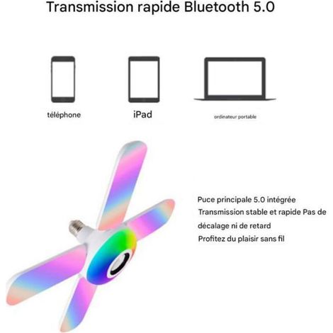 Ventilateur Plafond - LED RVB - Haut-Parleur Intégré - Télécommande Vocale - E27 - Pour Intérieur Et Extérieur - 1 Pièce (1/5)