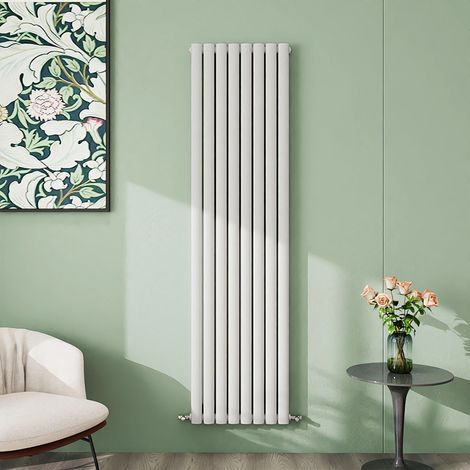 AICA 1800x472mm White Vertical Designer Radiator Single Oval Column Heating UK