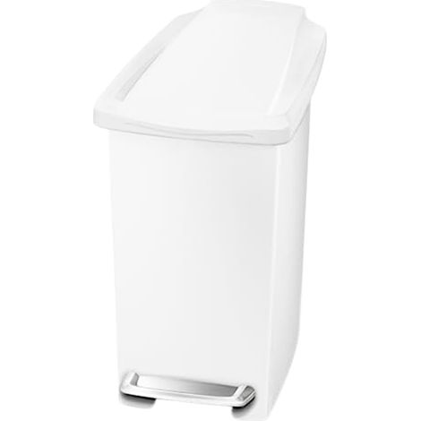 poubelle étroite à pédale, petite poubelle de salle de bain bureau chambre, plastique blanc, 10 litres (1/5)