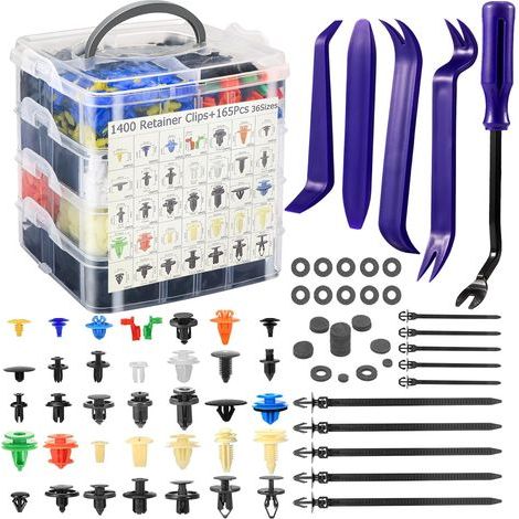 1565PCS Clips de Fixation Voiture Universel, 36 Tailles Rivet Plastique Auto avec Outil de Démontage Kit Carrosserie Pare-Chocs, Portes, Garde-Boue Compatible Ford, Toyota, Honda (1/5)