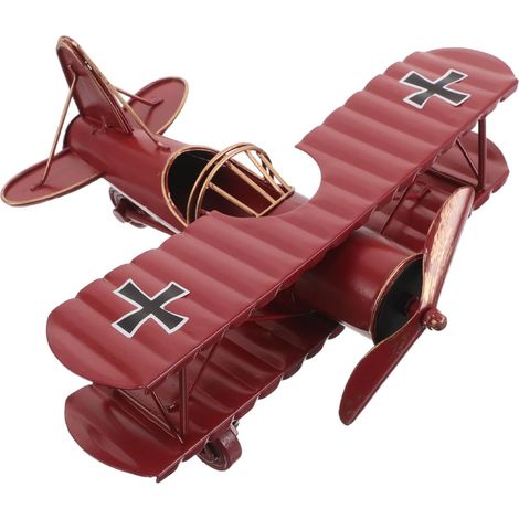 Maquette Avion Métal Biplan Rétro Fer Figurine Vintage pour Décoration de (1/5)