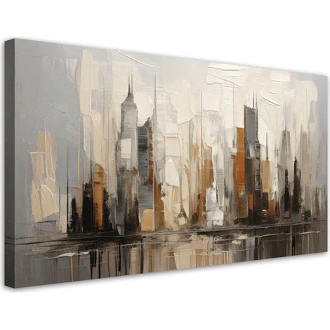 Tableau déco Ville Abstraction Beige Bâtiments 100x50 (1/5)