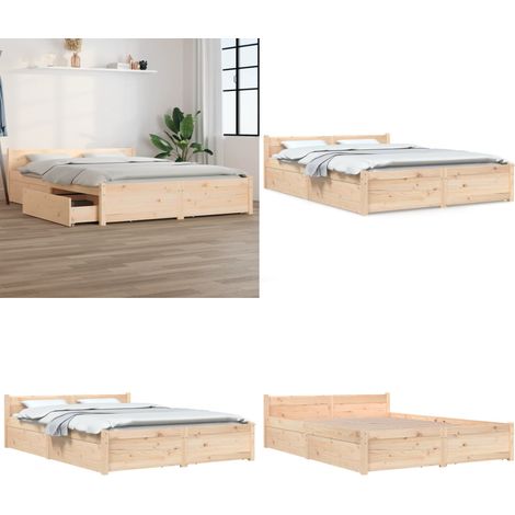Bett mit Schubladen 120x200 cm - Holzbett - Kiefernholzbett - Doppelbett - Boxspringbetten - Bettgestell - Home & Living (1/5)