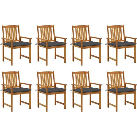 Lot de 8 Chaises de jardin avec coussins - Chaises d'extérieur pour terrasse/jardin Bois d'acacia solide BV386430 - BonneVie (1/5)