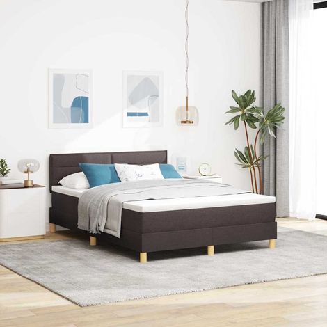 LED Boxspringbett mit Kopfteil Dunkelbraun 140 x 200 cm Stoff (1/5)