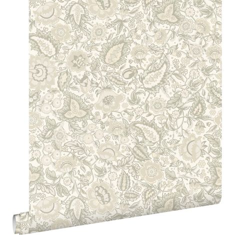 papier peint fleurs vintage bleu vert - ESTAhome (1/5)