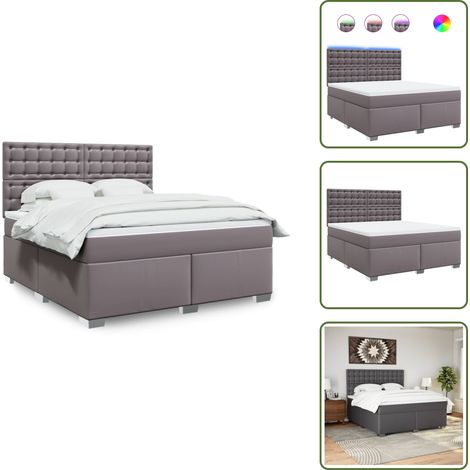 Boxspringbett mit Matratze Grau 180x200 cm Kunstleder - Boxspringbett - Boxspringbetten - Bett - Betten (1/5)