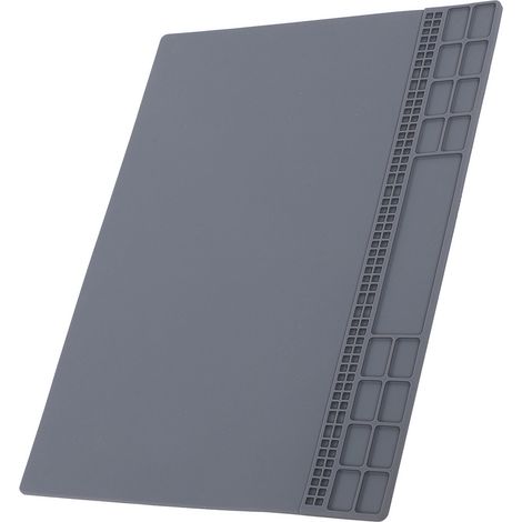 Tapis de réparation magnétique en silicone résistant à la chaleur, pour ordinateurs, téléphones portables, stations de soudage, tapis à outils, 350 x 250 x 4 mm, gris (1/5)