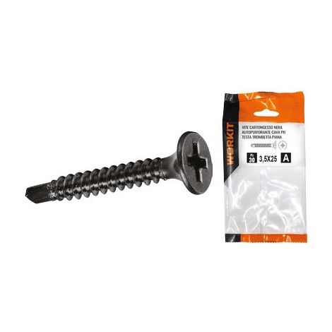 VITE CARTONGESSO AUTOPERFORANTE TTP SELF WORKIT - FOSFATATA NERA CAVA PH MM 3,5X35 CF=PZ 25- 5 confezioni