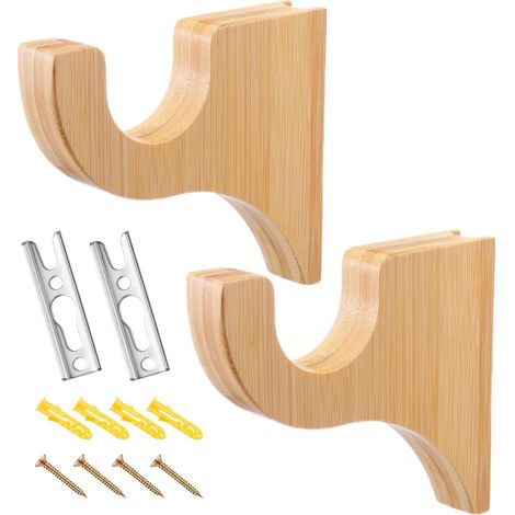 Support De Tringle 2 Pièces Support En Bois Pour Quincaillerie De Fenêtre Porte-Tringle À Rideaux Pour Le Plafond, La Douche, Le Placard, La Salle De Bain, La Chambre (1/5)