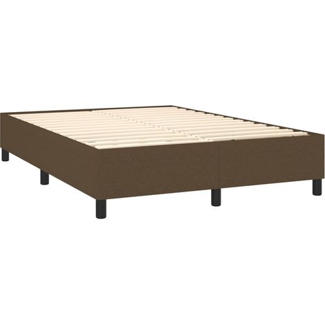Sommier à lattes sur pieds cadre de lit 140x200 cm tissu marron foncé TDL0207062 (1/5)
