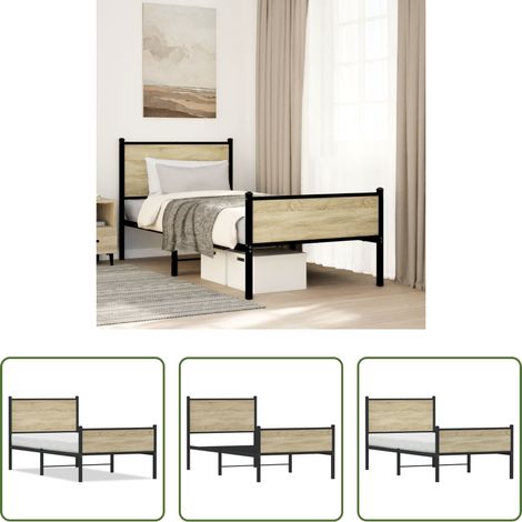 Metallbettgestell - Metallbett ohne Matratze Sonoma-Eiche 75x190 cm (1/5)