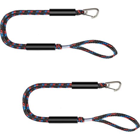 Cordon Elastique Amarre Cordon Bateau Corde d'amarrage Sangle de Mouillage Corde Élastique Amarre pour Bateau Accessoires 2 pièces (Noir + Bleu + Rouge) (1/5)