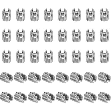 Insert Fileté Auto-Taraudeurs, 40 Pcs M6 x M10 x 12mm Acier Inoxydable 303 Filetage Adaptateur Réducteur Vis à Fente Inserts de Réparation Écrous Manchon (1/5)