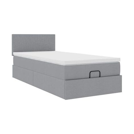 Cadre de lit coffre, matelas gris clair, tissu 80 × 200 cm, espace de rangement généreux, tissu doux et respirant, idéal chambre à coucher, style moderne, montage simple (1/5)