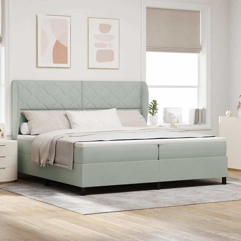 vidaXL Cama tipo Box Spring Manual Gris Claro 200 x 200 cm Terciopelo (1/5)