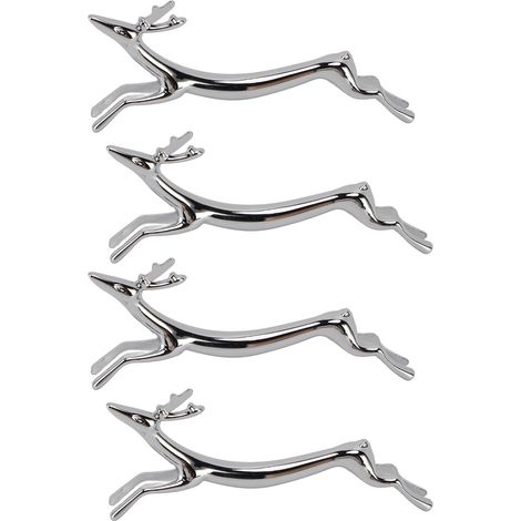 Bandeja para cubiertos plateada, fabricada en aleación de zinc pulida y galvanizada, con forma de animal (ciervo), soporte versátil para tenedores y cucharas. (1/5)