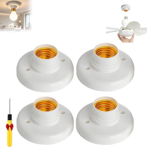 Soporte para ventilador de techo, portalámparas E27, portalámparas, 4 unidades  Base de rosca para bombilla, tamaño compacto, fácil instalación (1/5)