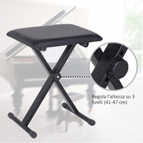Tabouret de piano rembourré pliable, réglable en hauteur, antidérapant, noir, dimensions 39x29x47 cm (1/5)