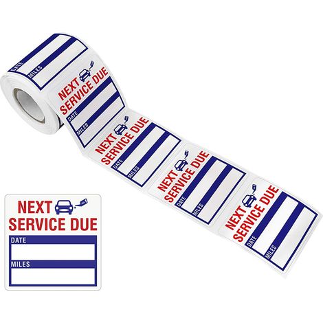 Autocollant Entretien Voiture - 2 x 2 Pouces - Résistant à l'Eau - Pour Date et Kilométrage - Adhésif Permanent Sans Résidu - 100 Pièces (1/5)