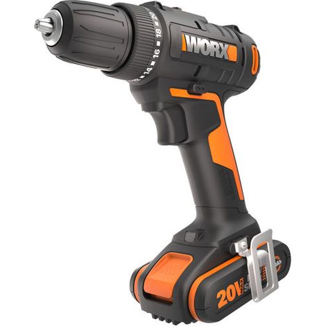 Destornillador inalámbrico Worx WX100 de 20 voltios con par de apriete de 30 Nm y portabrocas de 10 mm para taladrar y atornillar. (1/2)