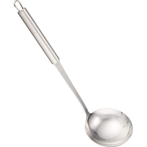 Louche à soupe - 1 pièce - Acier inoxydable 304 - Surface miroir - Pour bouillon et sauces - Argent 35 cm (1/5)