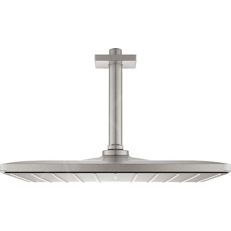 Grohe Rainshower Mono 310 Cube Ensemble douche de tête et bras plafonnier 142 mm, 1 jet Finition inox brossé infinity, 26566DC0