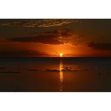 Papier peint panoramique coucher de soleil orange & marron Tapisserie panoramique mer orange Papier peint panoramique chambre adulte & salon (1/2)