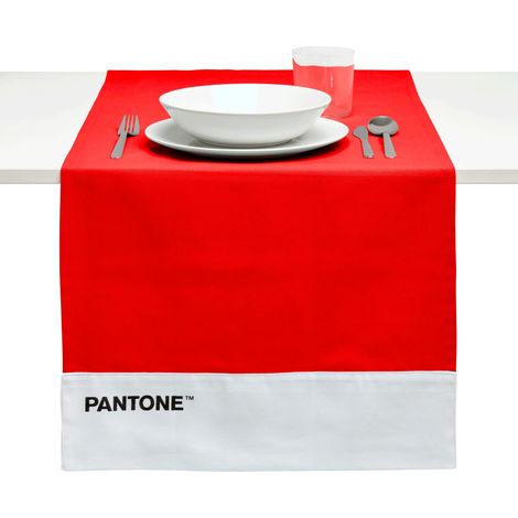 Pantone™ - Runner Tavola Moderno in 100% Cotone, 220 gr - Tovaglia Centrotavola Morbida e Resistente, Ideale per Accessori Cucina e Tovagliette Centro Tavola in Tessuto, 45x145 cm, Rosso (1/4)