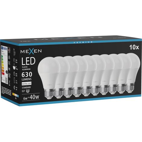 Mexen Nova 10x Ampoule LED E27, A60, 6W, Neutre - 4000K, 630 lm - L100-E27-0640-01x10 (1/3)