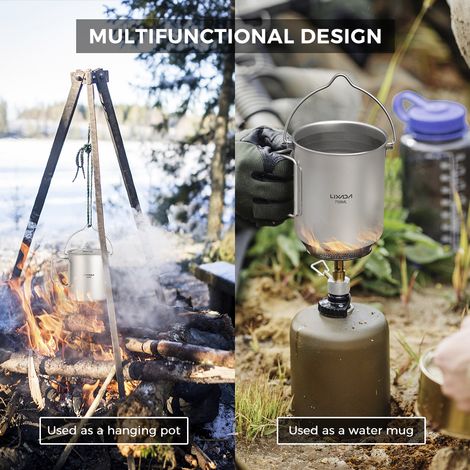 Bouteille d'eau Ti 1L, Sport anti-fuite avec Pot suspendu de 750ml pour le Camping en plein air (1/5)