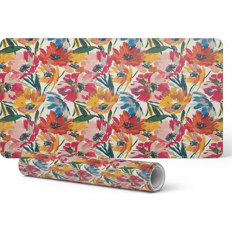 Alfombrilla protectora para escritorio/mesa con estampado floral abstracto, 120x60 cm.