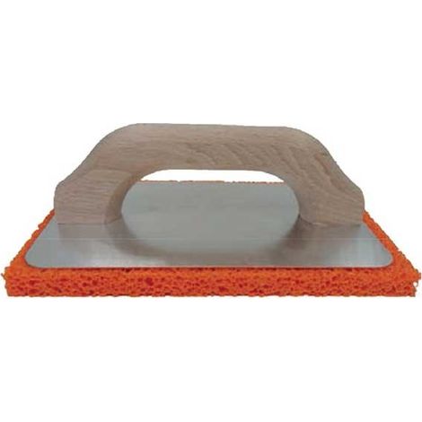 Frattone con base in alluminio e manico in legno con spugna cm 14x22 : Colore - Arancio