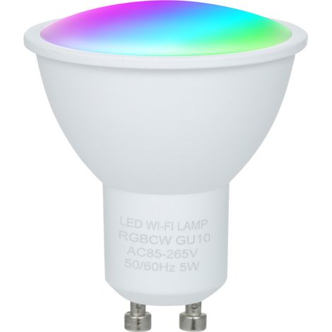 Bombilla inteligente Wi-Fi GU10 de 5 W - Blanco + RGB (16 millones de colores) - Control por voz y aplicación - Temporizador AC85-265V (1/5)