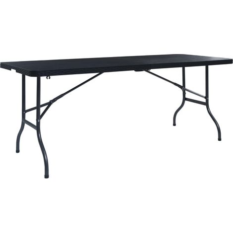 Mesa de jardín plegable imitación ratán HDPE negro 180x75x72 cm vidaXL (1/2)