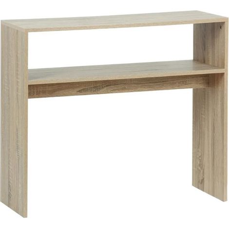 Table console - JUANIO - Effet chêne naturel - 90x30x75 cm - Panneaux 15 mm - Contemporain