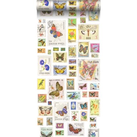 papier peint intissé XXL timbres multicolore  - ESTAhome (1/5)