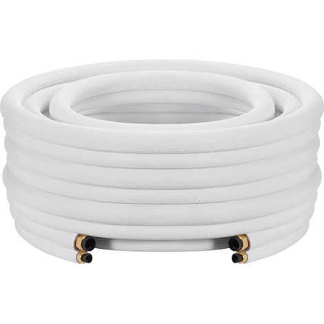 Kit de liaison 30,5m pour climatiseur split, tuyau cuivre 6,4 et 9,5mm, gaine isolante blanche PE renforcée 3/8, écrous évasés, sangles, pour mini-split, CVC ou pompe à chaleur (1/5)