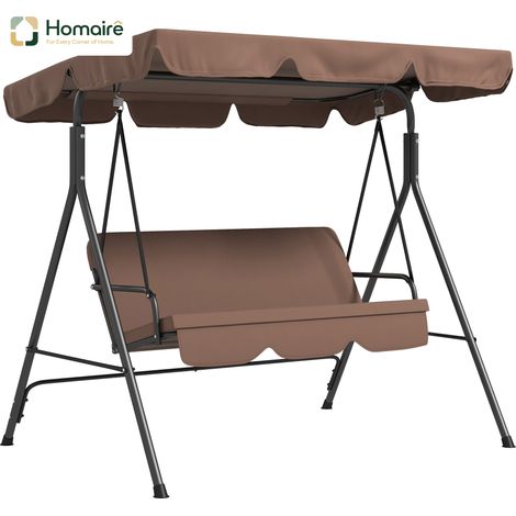 HOMAIRE Hollywoodschaukel 3-Sitzer Gartenschaukel avec toit réglable, hydrofuge, supportant jusqu'à 200 kg, idéal pour jardin et terrasse