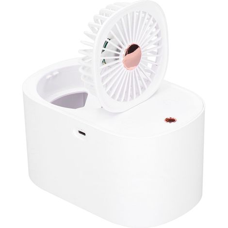 Ventilateur Électrique Portable 2-en-1 avec Humidificateur, 90° Pliable pour Bureau et Maison - Blanc