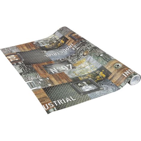 Papier adhésif Industriel Bois Aspect métal 45 cm x 2 m Épaisseur 95μ Film autocollant pour meuble et cuisine film décoratif papier peint PVC sans phtalates Fabriqué en UE (1/5)