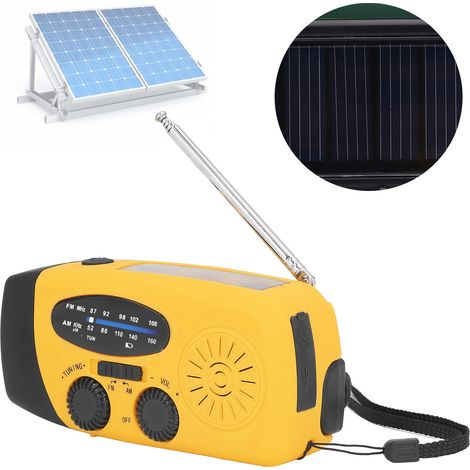 Radio solaire à manivelle, radio solaire multifonctionnelle, lampe génératrice à manivelle pour la prévention des catastrophes et les situations d'urgence, style européen orange. (1/5)