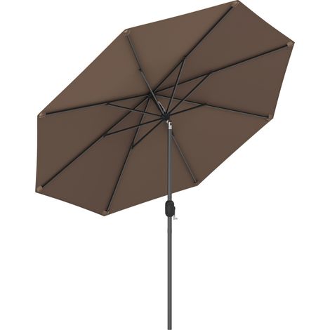 COSTWAY Sombrilla Parasol de 2,7m con Bielas y Costillas de Acero Sombrilla Inclinada para Terraza Jardín Playa Piscina Patio Protector Solar Marrón (1/5)