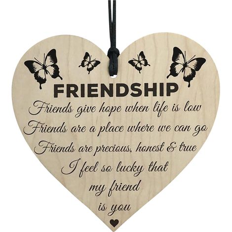 Plaque En Bois - Cœur Suspendu 10 x 10 cm - Décoration Murale ou Porte - Idée Cadeau pour Amie ou Enseignante - 1 Pièce (1/5)