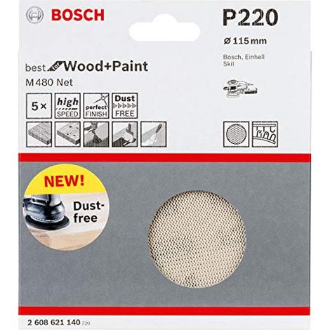 BOSCH - 5 FOGLI ABRASIVI RETE M480 115MMG320