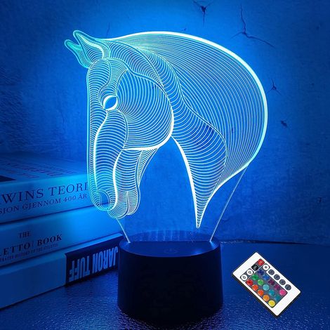 Filiyano – lampe LED 3D avec – Veilleuse à illusion 3D pour enfants, lampe LED 3D avec télécommande tactile, décoration de chambre (siège noir) (1/4)