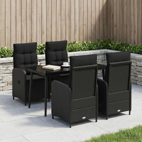 vidaXL Sofa-Tischset mit Kissen mit Kissen 5 pcs Schwarz (1/5)